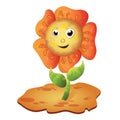 Cartoon happy sunflower character - Vector