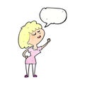 cartoon happy woman about to speak with speech bubble Royalty Free Stock Photo