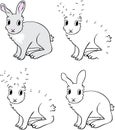 Cartoon hare. Vector illustration. Coloring and dot to dot game