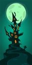 Cartoon scary haunted house. Halloween vector illustration Royalty Free Stock Photo