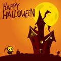 Cartoon scary haunted house. Halloween vector illustration Royalty Free Stock Photo