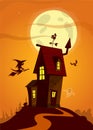 Cartoon haunted old house. Vetor illustration isolated