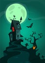 Cartoon haunted old house. Vetor illustration isolated Royalty Free Stock Photo