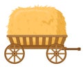 Cartoon hay in wheelbarrow. Farming haymow, fodder straw, agricultural rural haycock flat vector illustration