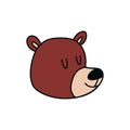 Cartoon head of a brown bear. The face of a kind smiling bear. Vector stock illustration of cute animal isolated on Royalty Free Stock Photo