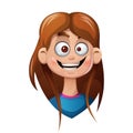 Cartoon head girl. Funny smiley