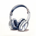 Anime Style Ink And Wash Headphones Illustration Royalty Free Stock Photo