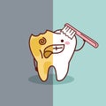 Cartoon healthy and decayed tooth