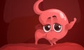 Cartoon healthy stomach in abdomen, cute character