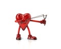 Cartoon heart aiming slingshot