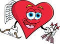 Cartoon heart cupid with a bow and holding arrows. Royalty Free Stock Photo