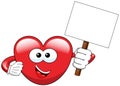 Cartoon heart holding blank banner