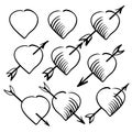 Cartoon heart set