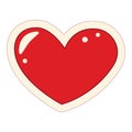 Cartoon heart shaped sticker in pop art style in trendy bright colors. Fashion retro cartoon style Royalty Free Stock Photo