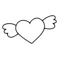 Cartoon heart with wings outline for banner design. Flat style design. Cartoon flat vector illustration, banner. Web