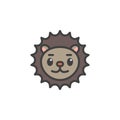 Cartoon hedgehog face filled outline icon