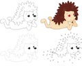 Cartoon hedgehog in love. Dot to dot game for kids