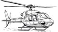 Helicopter sketch, aerial vehicle with rotor blades and cabin, white background Royalty Free Stock Photo