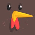 Cartoon hen isolated. Vector illustration of a brown chicken face avatar.