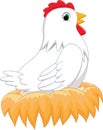 Cartoon hen in the nest Royalty Free Stock Photo