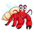 Cartoon hermit crab on white background Royalty Free Stock Photo