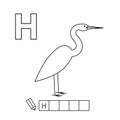 Cartoon Heron Coloring Pages English Alphabet