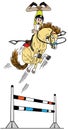 Cartoon high horse jump over obstacle Royalty Free Stock Photo