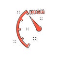 Cartoon high level icon in comic style. Speedometer, tachometer