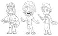 Cartoon hippie with guitar jamaican artist character vector set