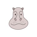 Cartoon hippo head isolated. Colored vector illustration of a hippopotamus head with a stroke on a white background Royalty Free Stock Photo