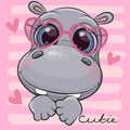 Cartoon Hippo with heart shaped glasses