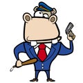 cartoon hippo police officer with gun Royalty Free Stock Photo