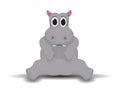 Cartoon hippo sitting