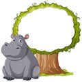 Hippo sitting under a tree with empty speech bubble Royalty Free Stock Photo