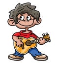 Cartoon Hispanic boy playing guitar vector