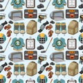 Cartoon hockey sport seamless pattern