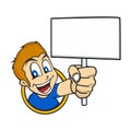 Cartoon holding blank sign Royalty Free Stock Photo