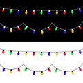 Cartoon holiday festive xmas decoration. Christmas lights set. Colorful string fairy light. Lightbulb glowing garland line. Royalty Free Stock Photo