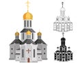 Cartoon holy church of christian religion with cross on top line and shape art