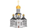 Cartoon holy church of christian religion with cross on top Royalty Free Stock Photo