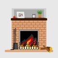 Cartoon home fireplace