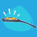 Cartoon Home Kitchen Pan with fried eggs Vector illustration Royalty Free Stock Photo