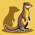 Cartoon honey badger illustration standing upright with shadow Royalty Free Stock Photo