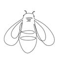 Cartoon Honey Bee logo vector icon. Continuous line drawing illustration. Bumblebee black and white outline monoline Royalty Free Stock Photo