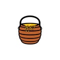 cartoon honey containers made of wood vector illustration