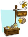 Cartoon honey vendor booth market wooden stand
