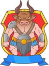 Cartoon horned minotaur