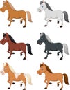 Cartoon horse collection set isolated on white background Royalty Free Stock Photo