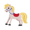 Cartoon horse with a red saddle. Royalty Free Stock Photo
