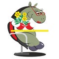 Cartoon horse sitting on chair with flowers 013